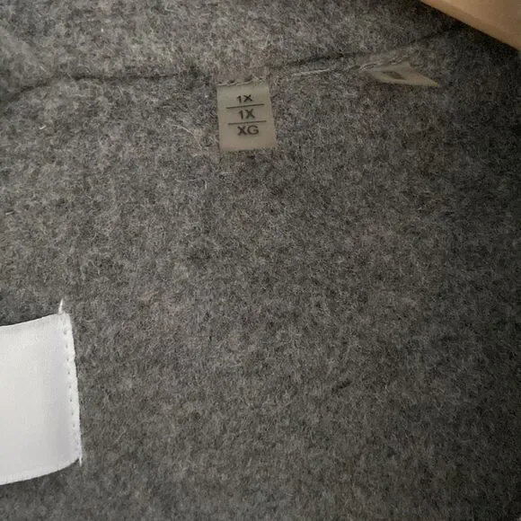 T Tahari Plus Size Kate Fall Winter Wool Cashmere Grey Coat with ruffles - Picture 8 of 12